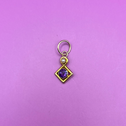 14k stick pin conversion amethyst & pearl charm