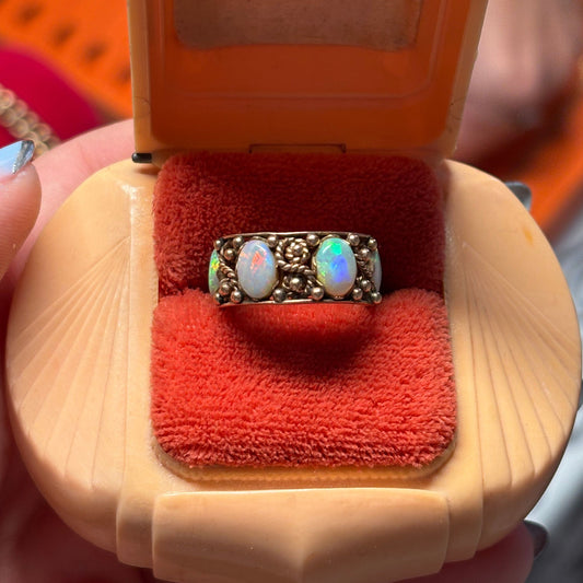 14k art nouveau opal infinity ring