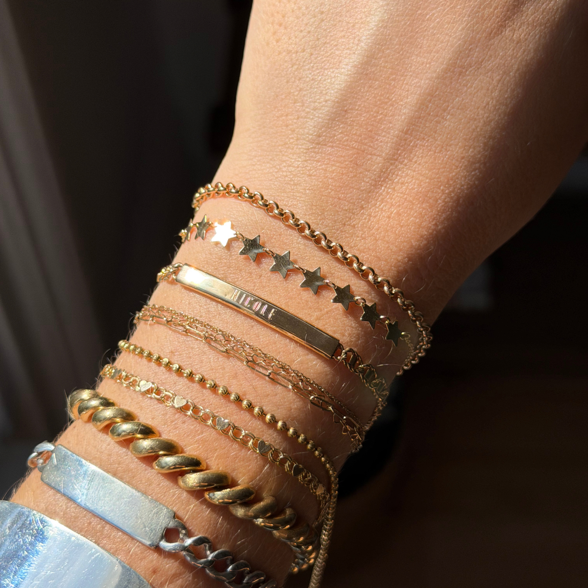 14k ropey mariner ID bracelet Nicole 7.25"