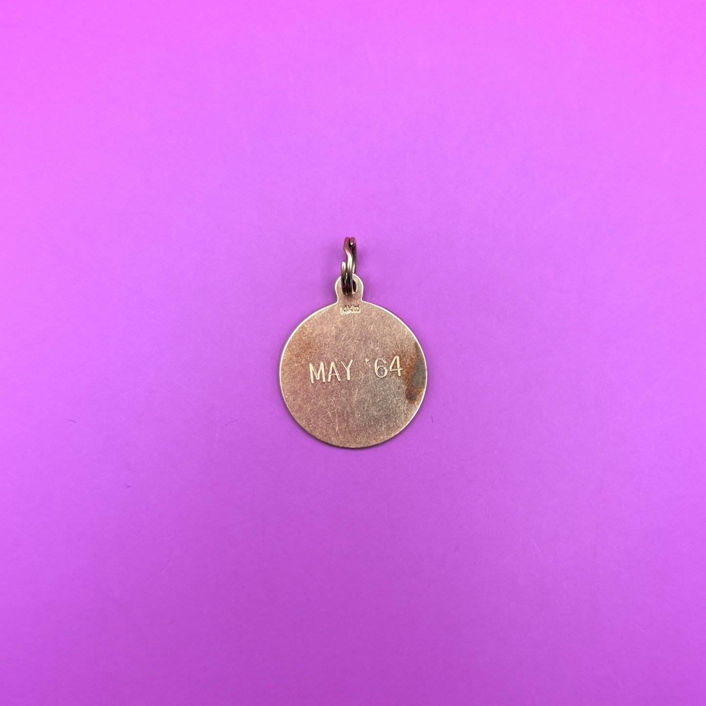 14k letter B medallion charm