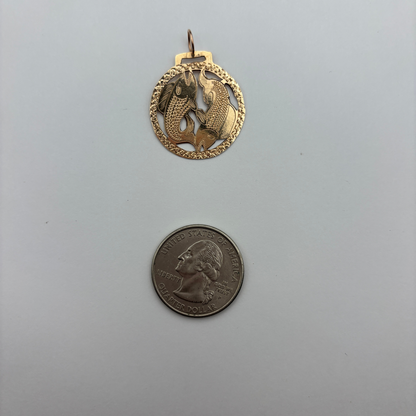 10k antique pisces medallion