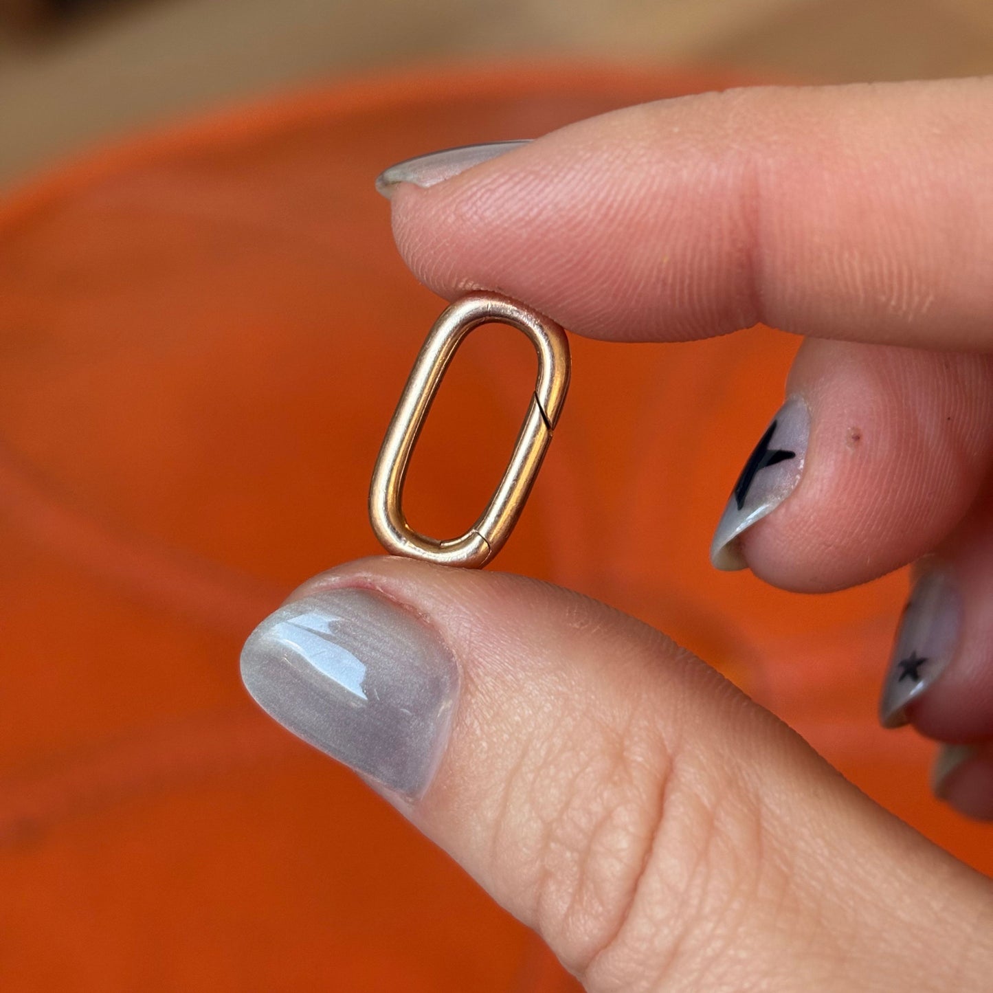 14k rose gold oval push connector