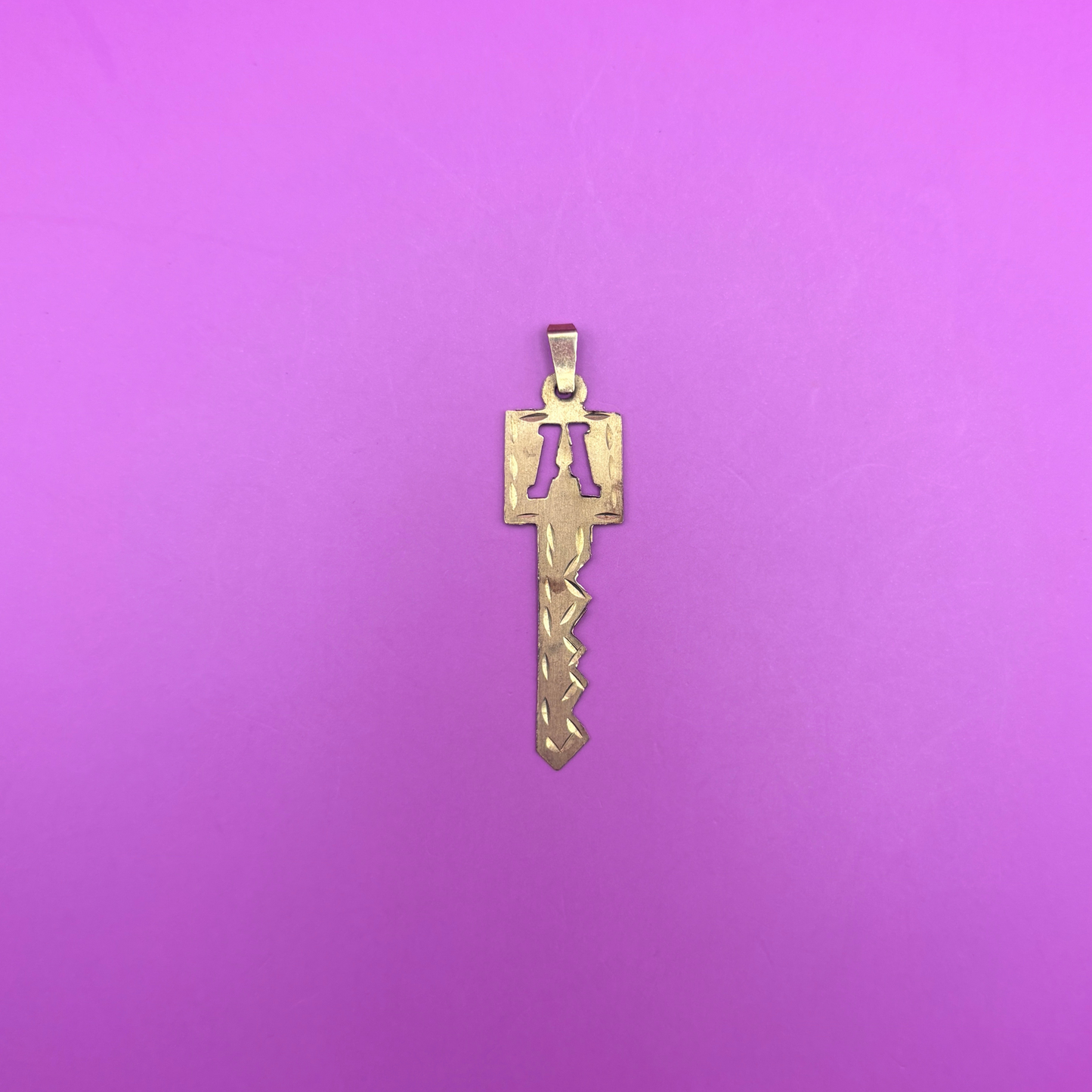 10k cut out letter A key charm