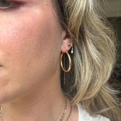 14k semi hollow tube hoops
