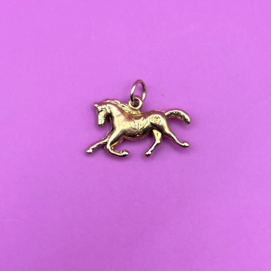 14k double sided hollow horse charm