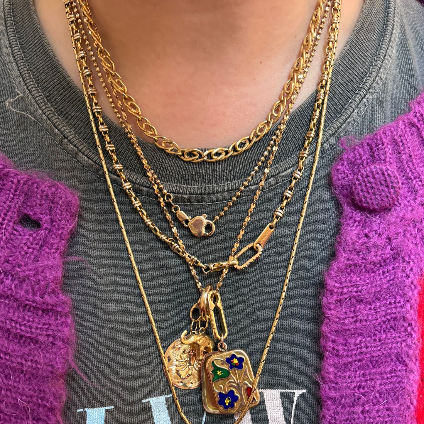 14k phases of the moon ball chain 18"