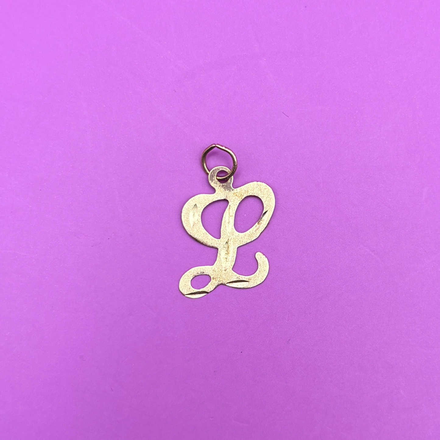 14k letter L with diamond cuts charm