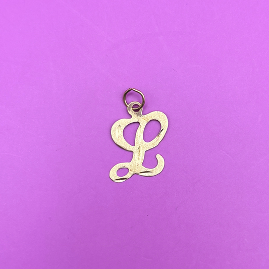 14k letter L with diamond cuts charm