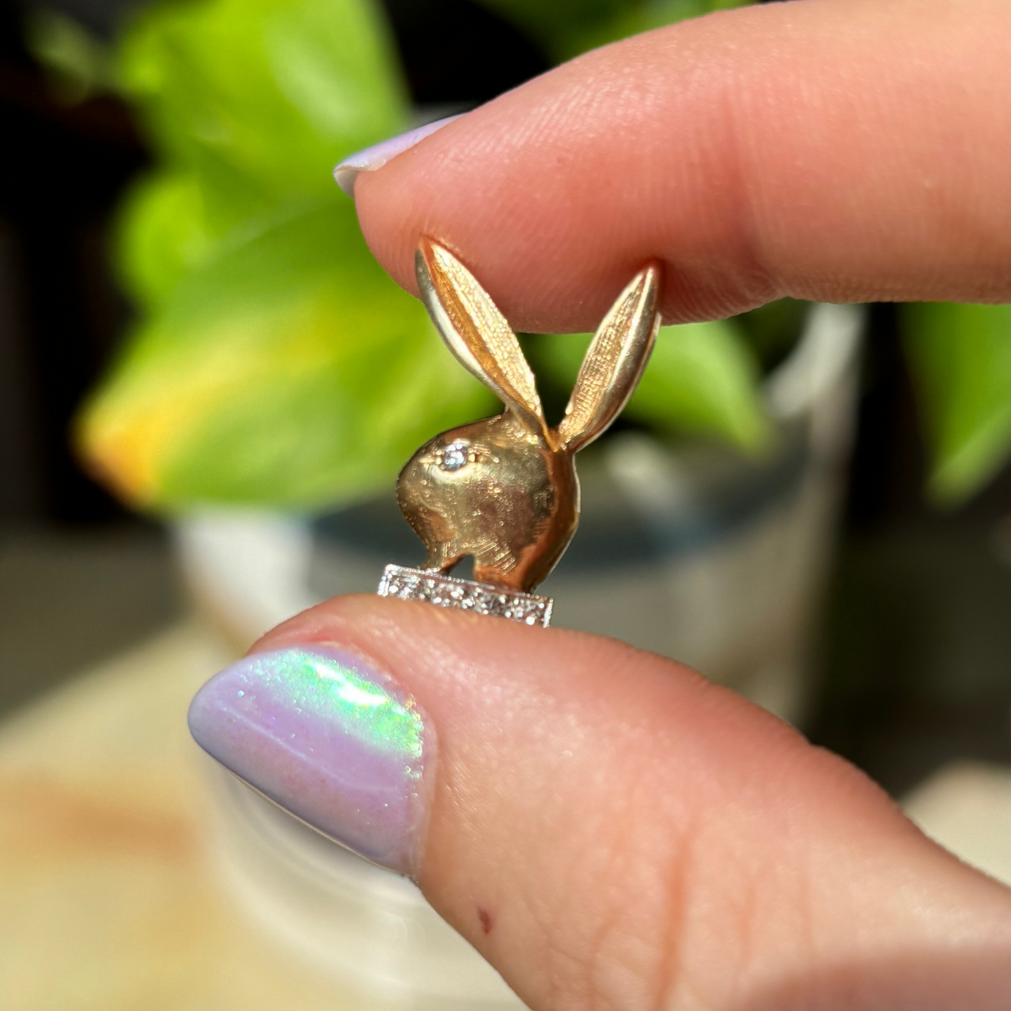 14k playboy bunny with diamonds charm