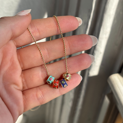 14k enamel slider with gems