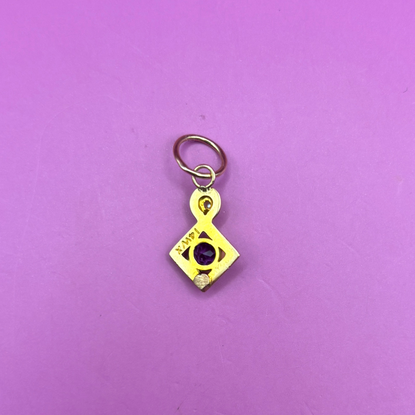 14k stick pin conversion amethyst & pearl charm