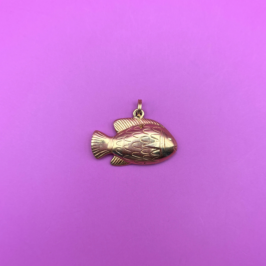 14k grumpy fish charm