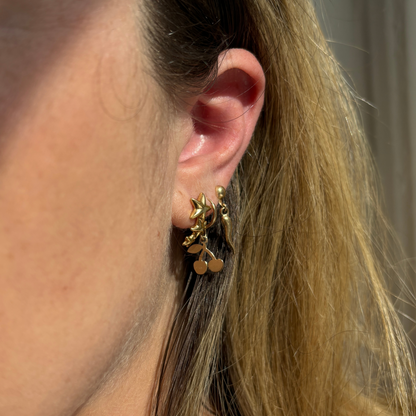 14k cornicello single dangle earring