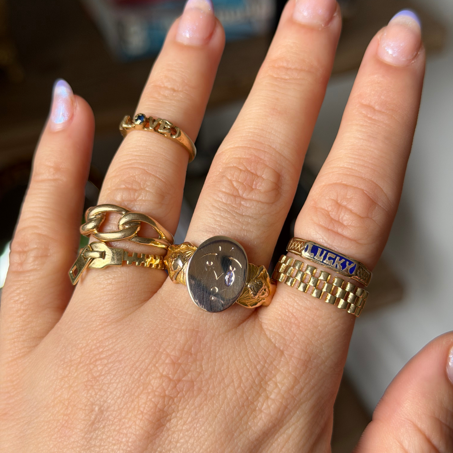 10k crying mermaids tanzanite art nouveau signet