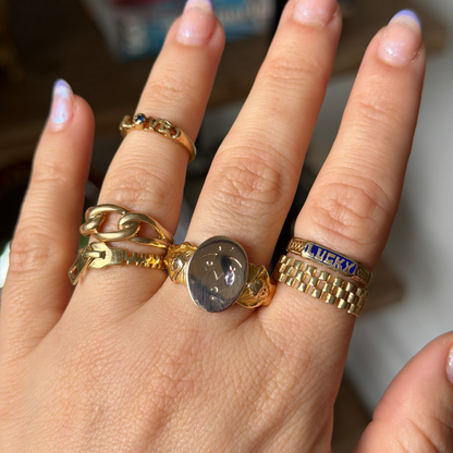 10k crying mermaids tanzanite art nouveau signet