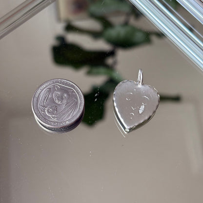 silver crying heart & diamond tear drop pendant