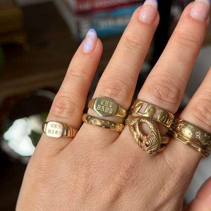 14k cry baby pinky signet