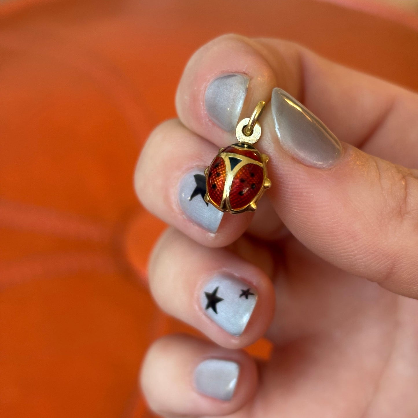 14k rust enamel ladybug charm