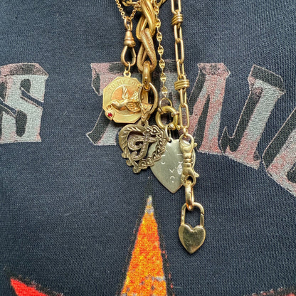 10k letter T heart charm