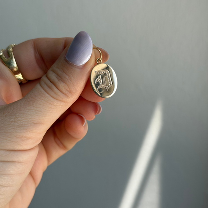 14k old english letter D cufflink conversion charm