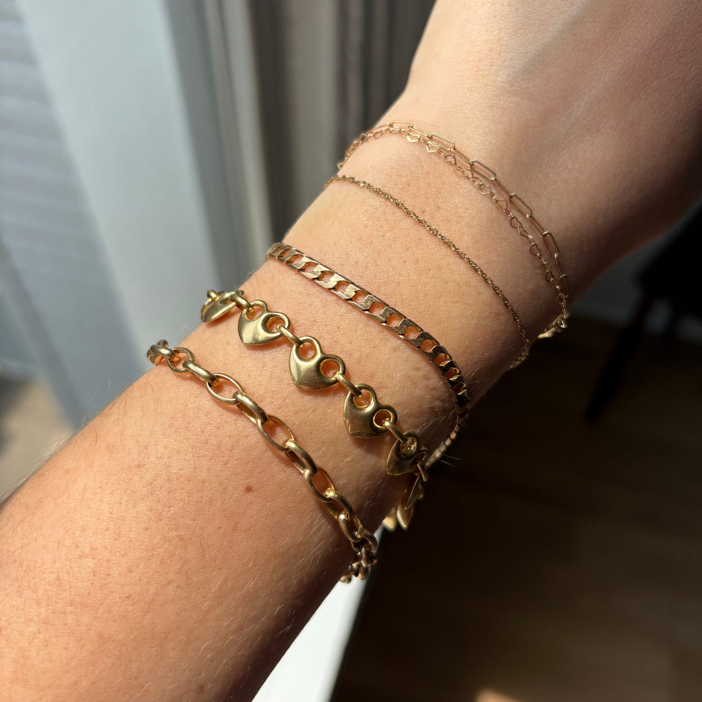14k rolo 60s bracelet with safety chain 8"