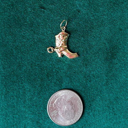 14k cowboy boot charm