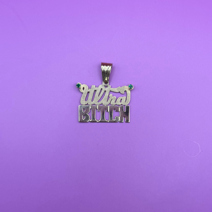 14k ultra bitch with emeralds charm