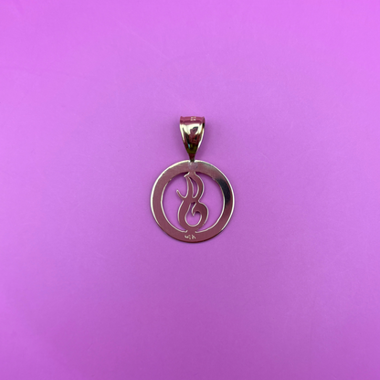 14k letter J in engine turned circle charm