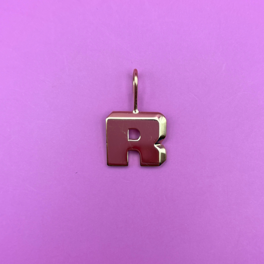 14k retro letter R charm