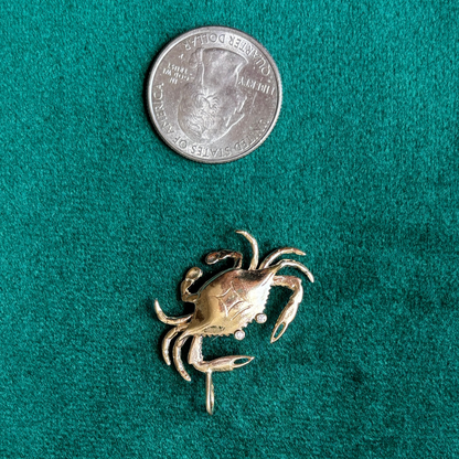 14k crab with diamond eyes charm