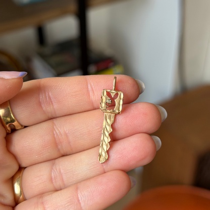 14k playboy bunny key with mini diamond charm