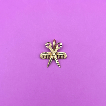 14k hair dresser tools charm