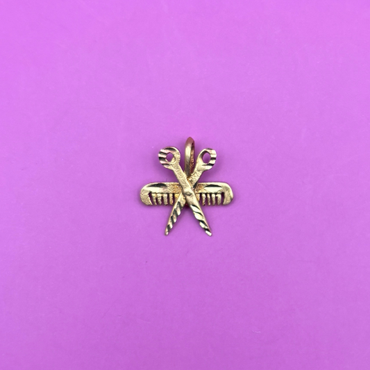 14k hair dresser tools charm