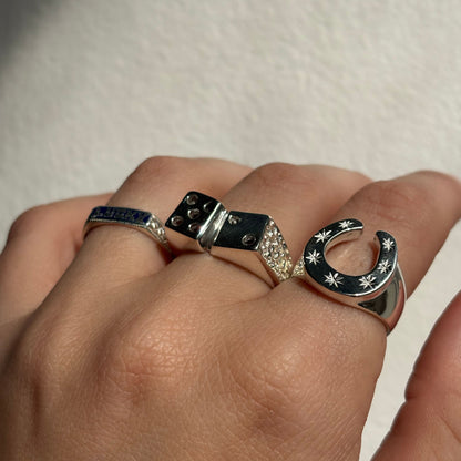 silver 7 dice ring