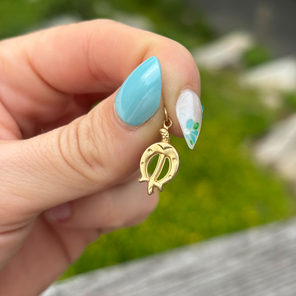 14k horseshoe & crop reversible puffy charm