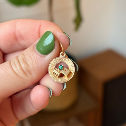 14k Atlantic City dice with emerald charm