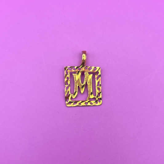 14k letter M in a window charm