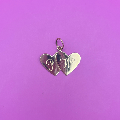 14k double heart with P and W charm