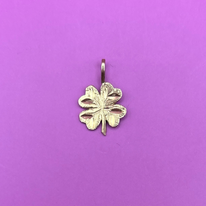 10k four leaf clover mini charm