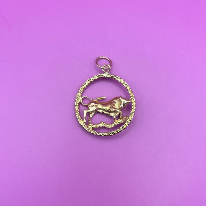 14k bull charm