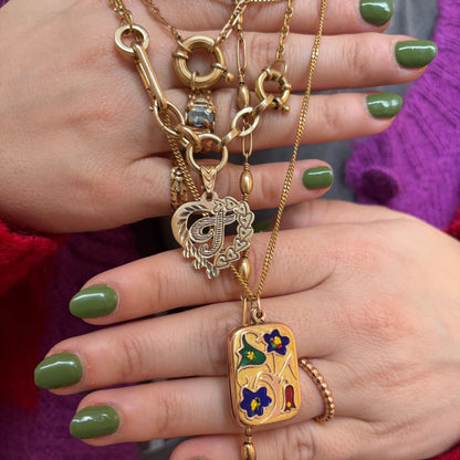10k letter T heart charm