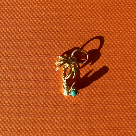 14k palm tree with green malachite charm