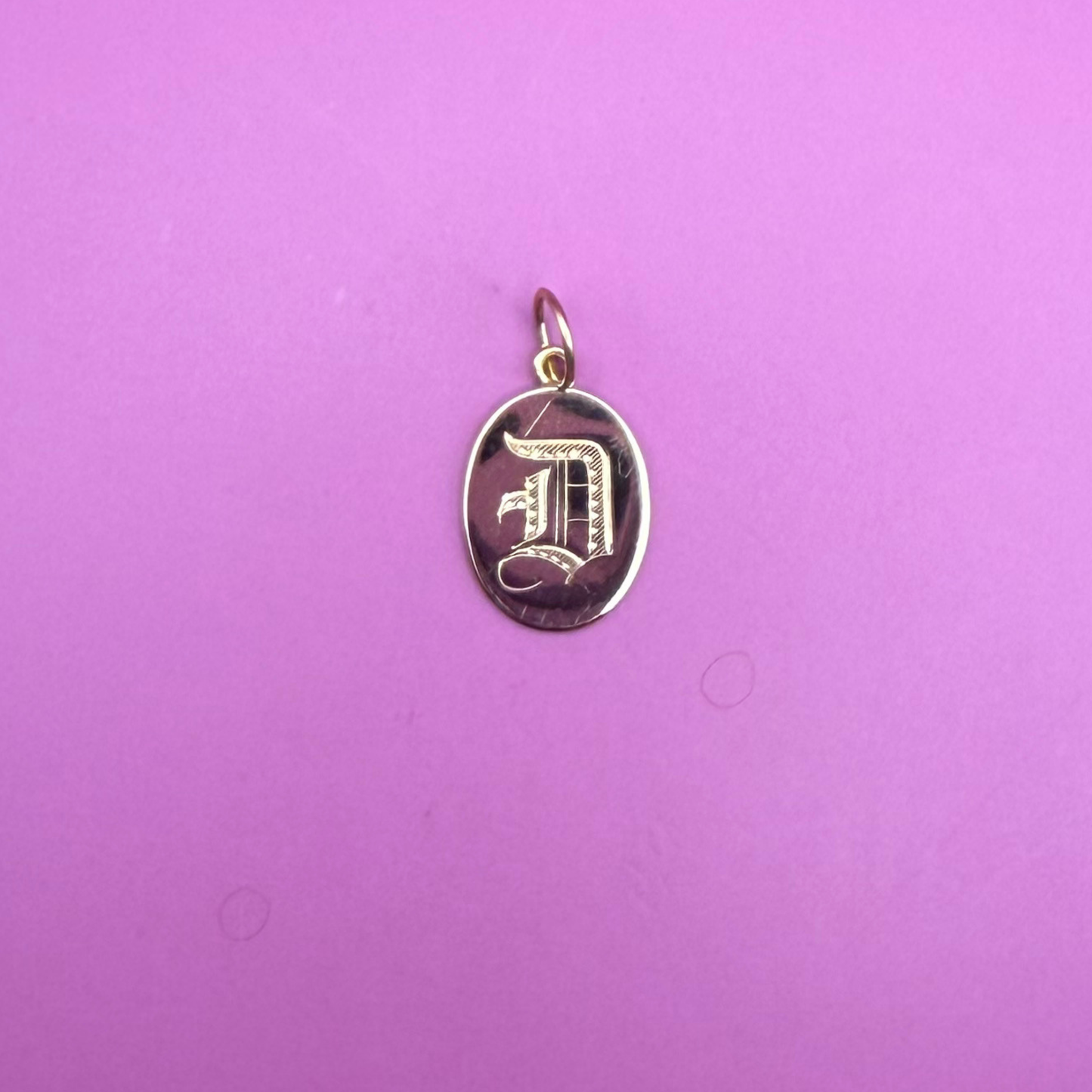 14k old english letter D cufflink conversion charm