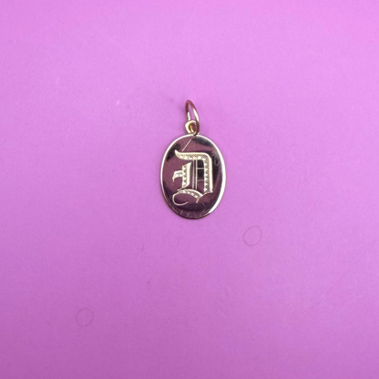 14k old english letter D cufflink conversion charm