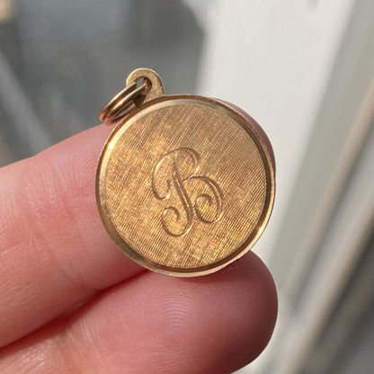 14k letter B medallion charm