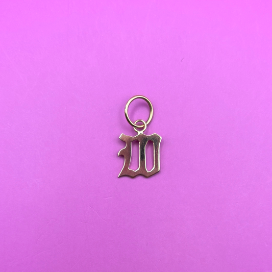 14k old english smaller letter M or W charm