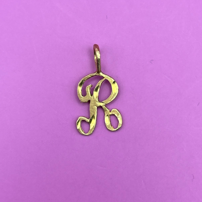 14k letter R charm