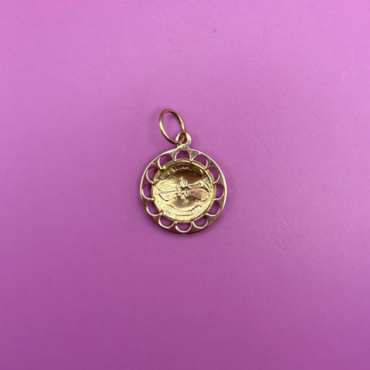 14k pisces cut out scallop charm