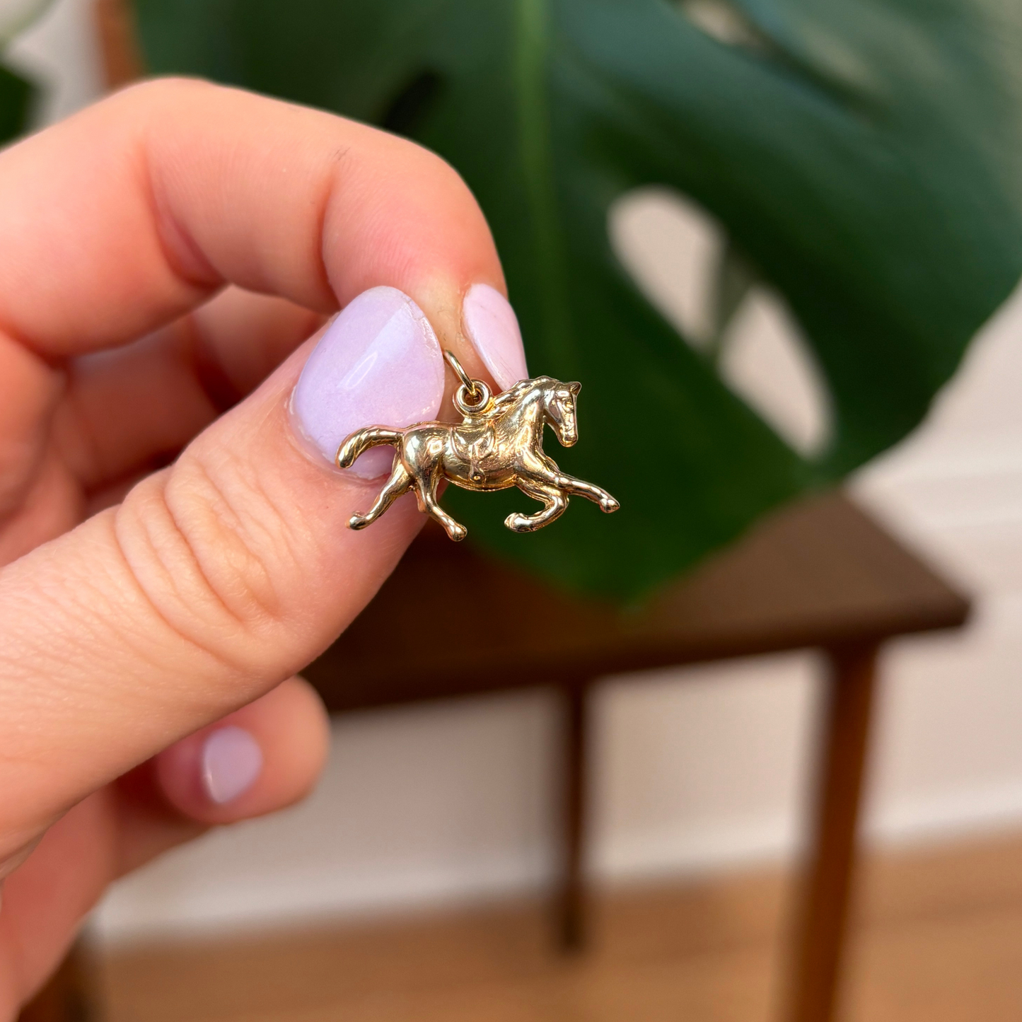 14k double sided hollow horse charm