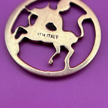 14k sagittarius in a circle charm